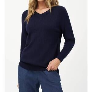 NEW M MADE IN ITALY v-neck knit sweater in navy